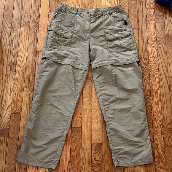 L.L. Bean Pants - LL Bean Convertible Cargo Pants Women L Zip Off Hiking Camping Outdoor Tan Khaki